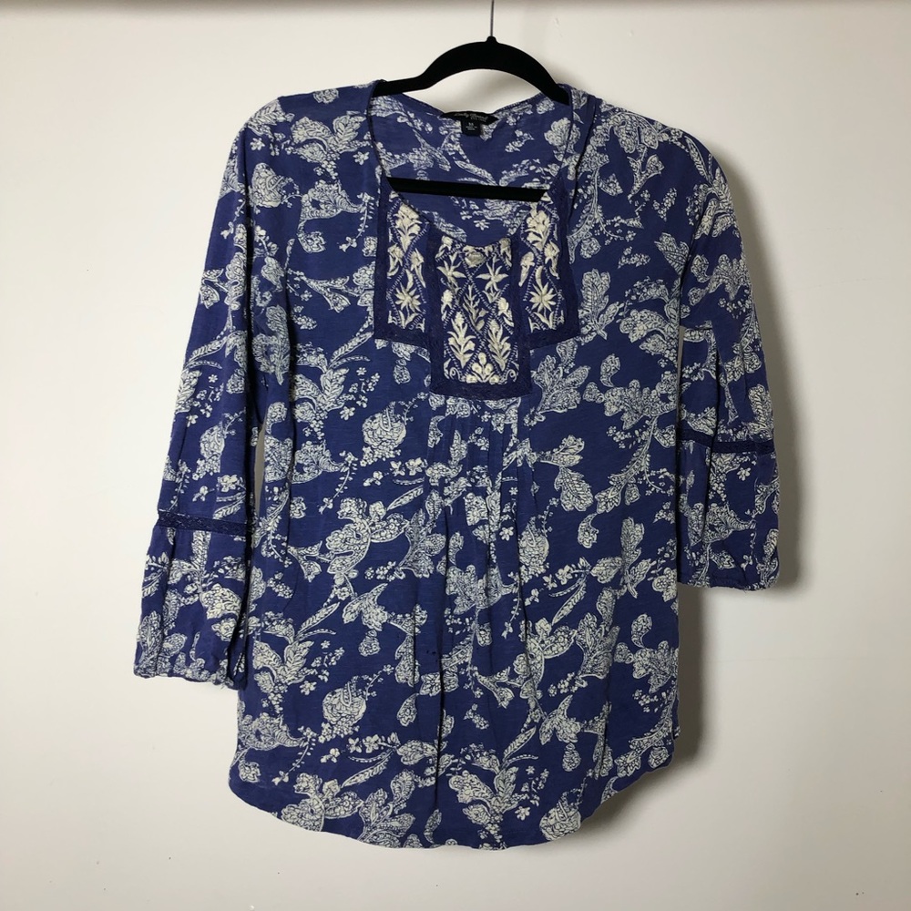 Lucky Brand Retro Blue Tee Shirt Top